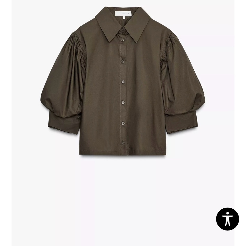 Zara Olive Button-Up Blouse